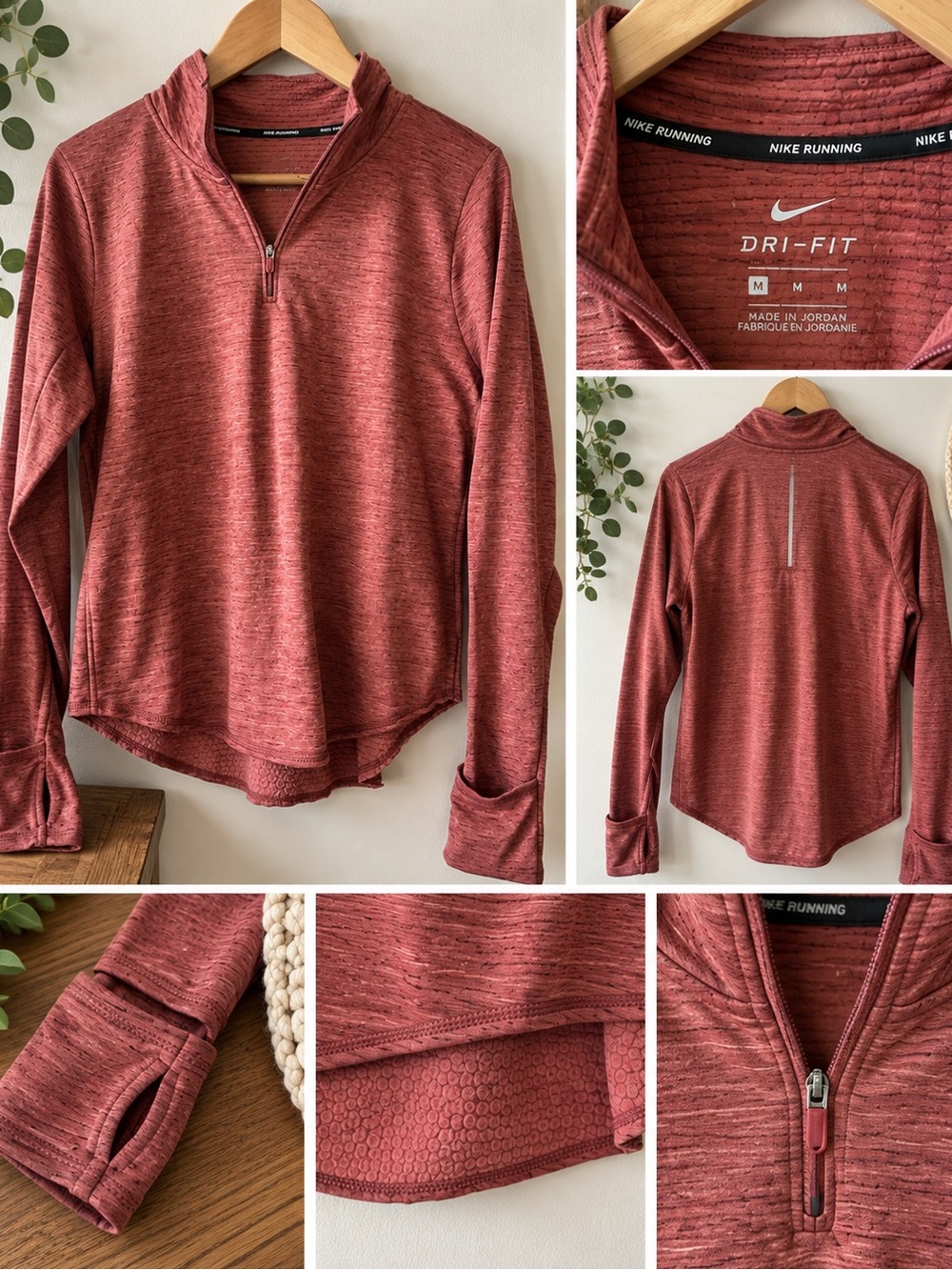 Women’s Nike Dri-Fit burgundy quarter zip sweatshirt in size M